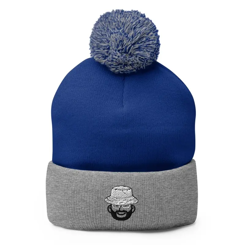 White Bucket Blue Beanie 1