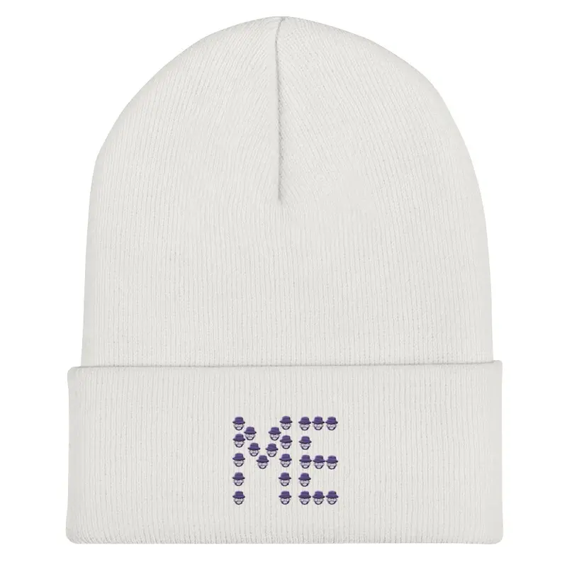 Purple Bucket White ME Beanie