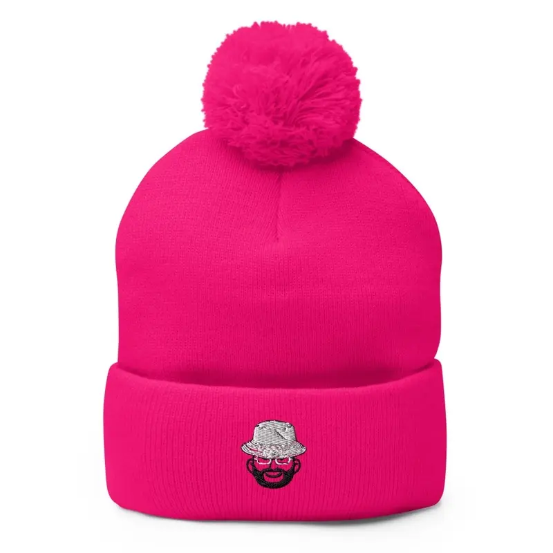 White Bucket Pink Beanie 1