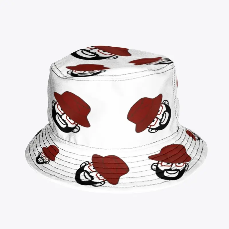 Maroon Bucket White Bucket Hat 1