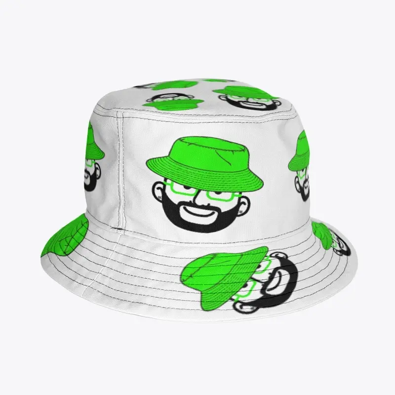 Green Bucket White Bucket Hat 1